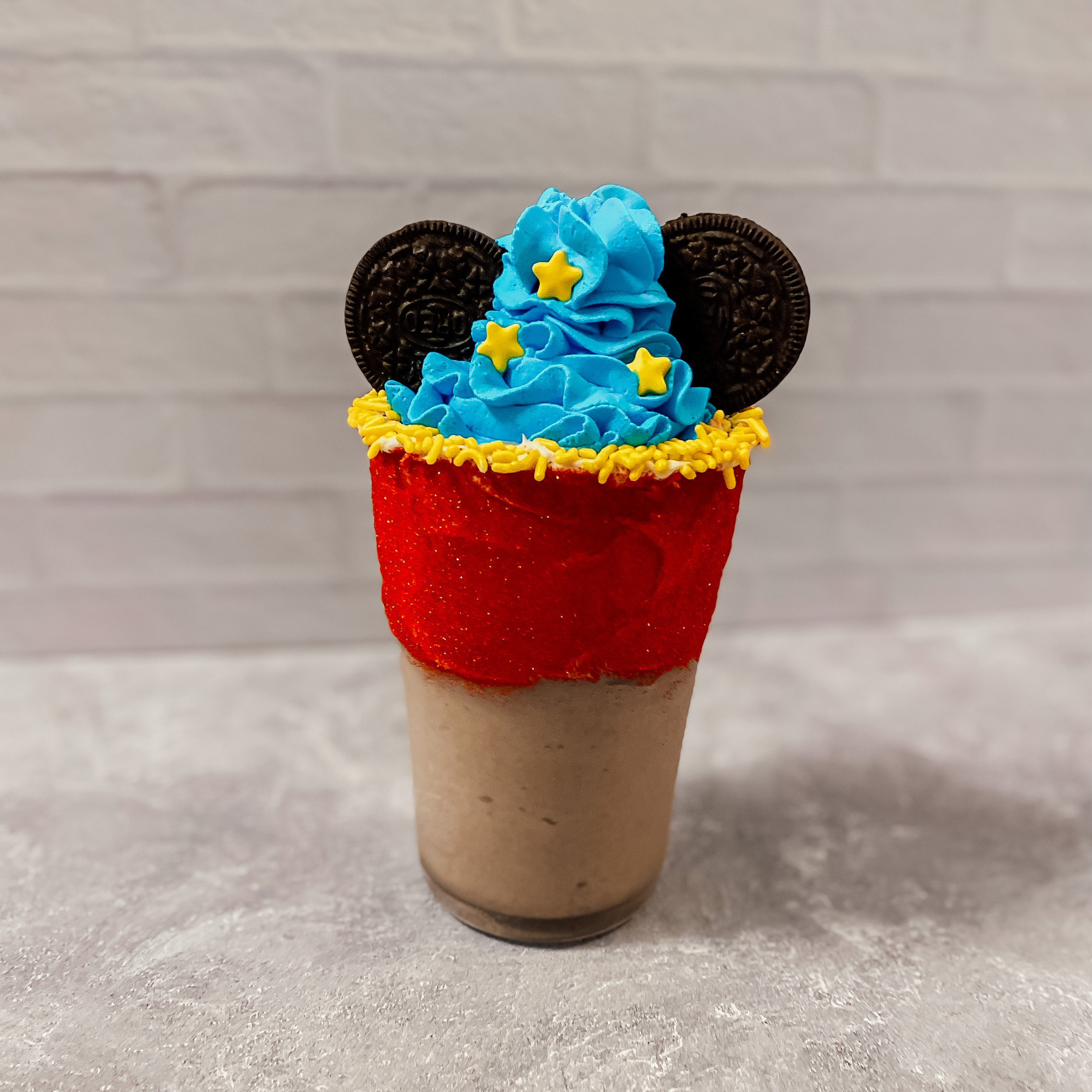 Sorcerer Mickey Milkshakes (cookies and cream milkshake with blue whipped cream and Oreo ears)