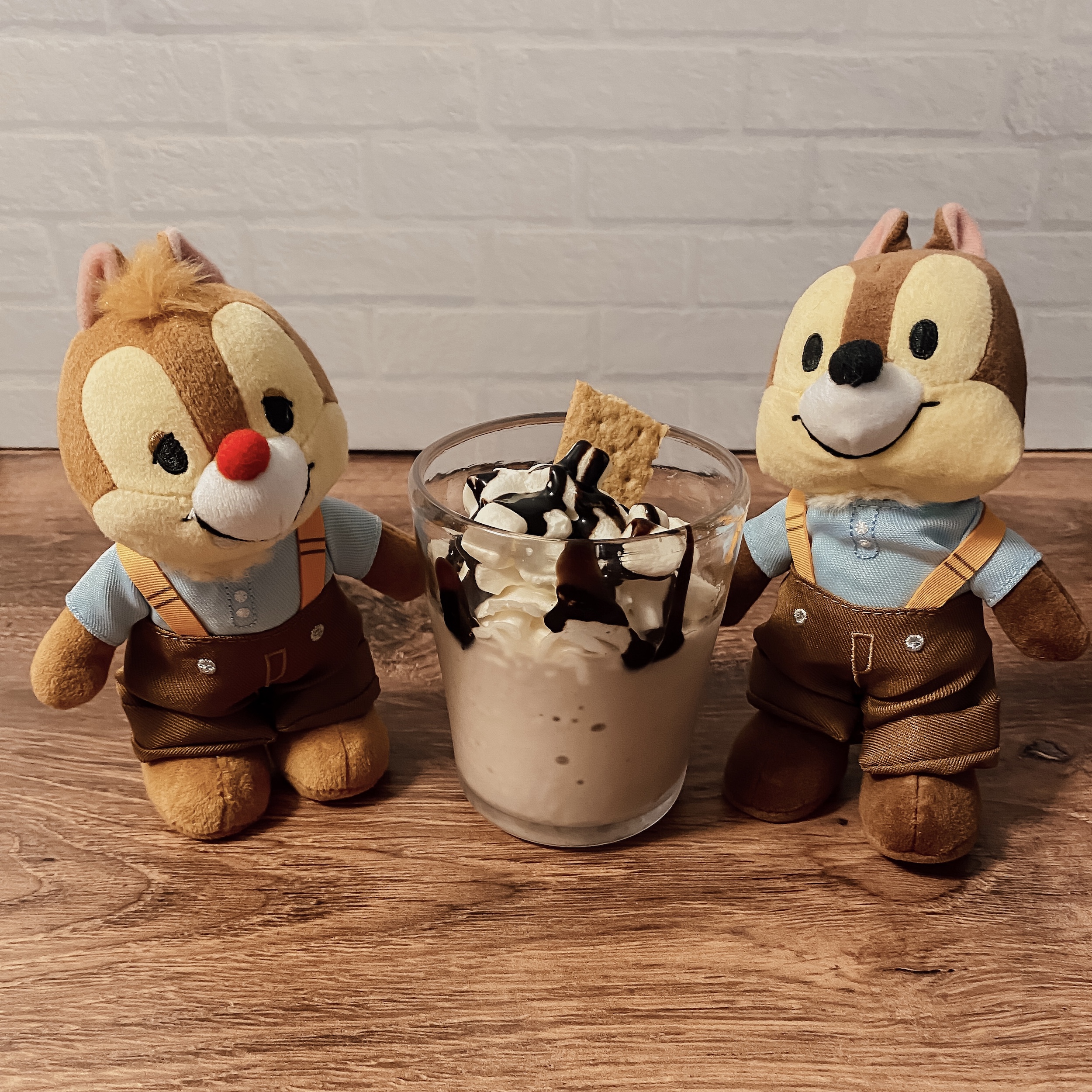 Disney Parks S'mores Milkshakes with Chip and Dale plushies