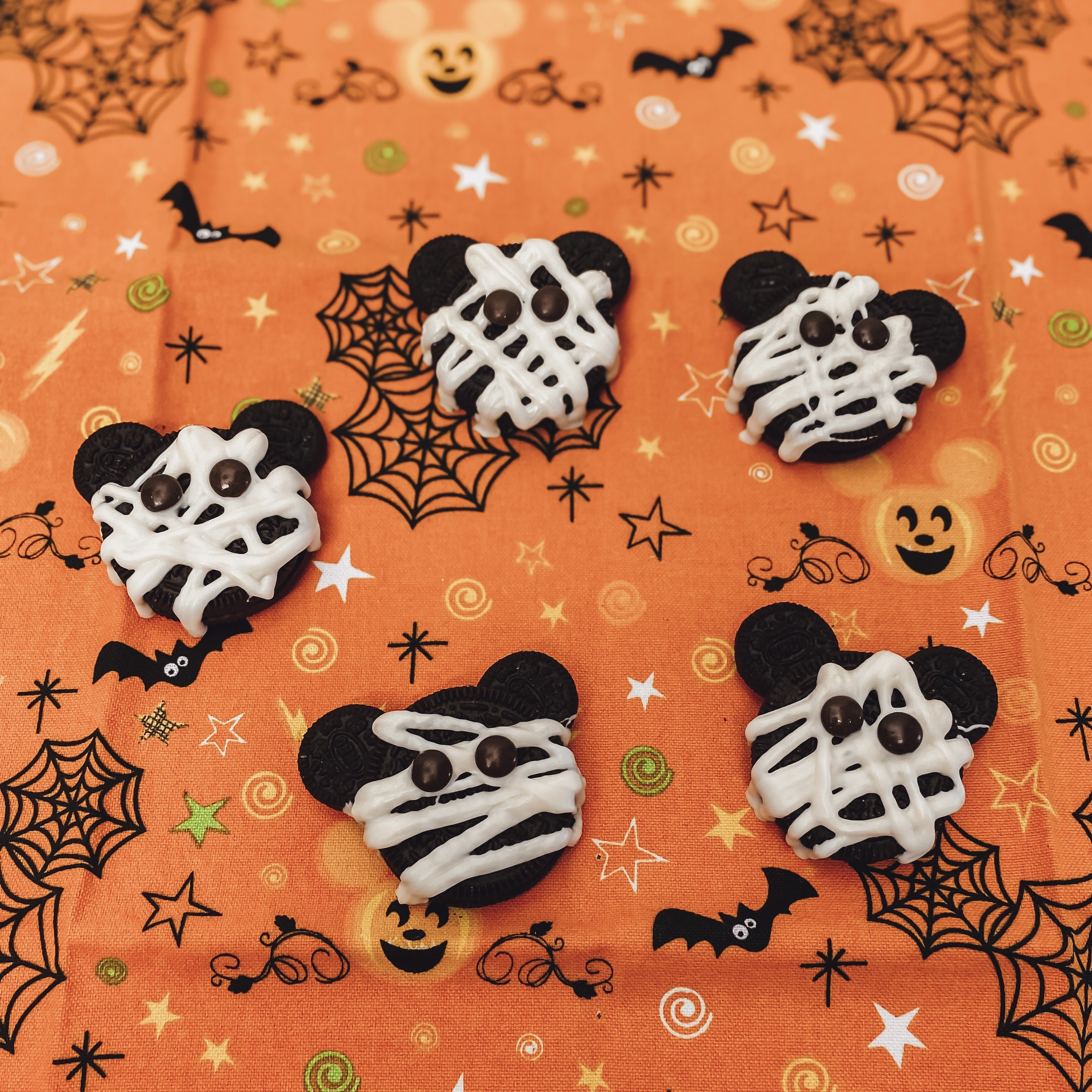 Mickey Mummy Oreos (Oreos with white chocolate mummy wrappings and mini Oreo Mickey ears)