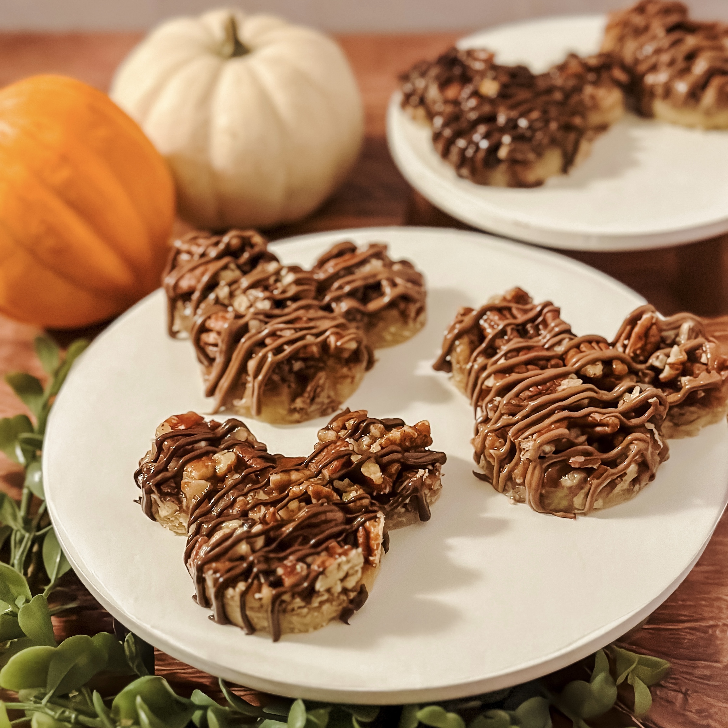Mickey's Chocolate Pecan Bars (Mickey shaped pecan bars with a chocolate drizzle)