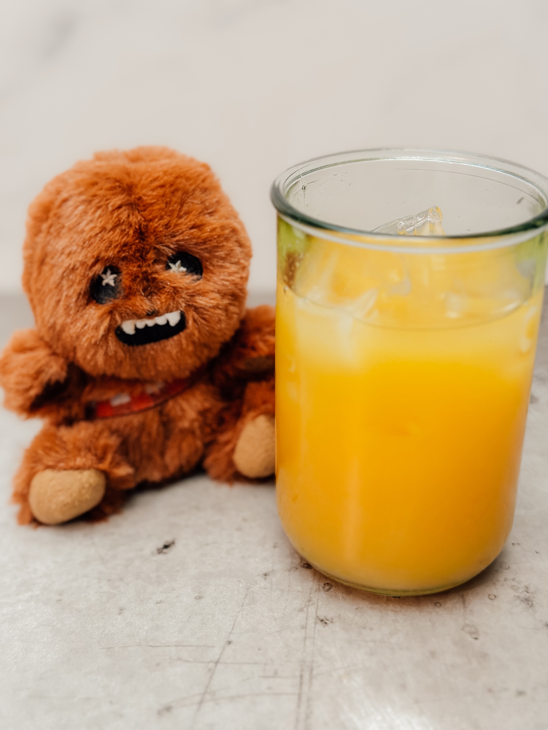 Moof Juice in a glass with Chewbacca